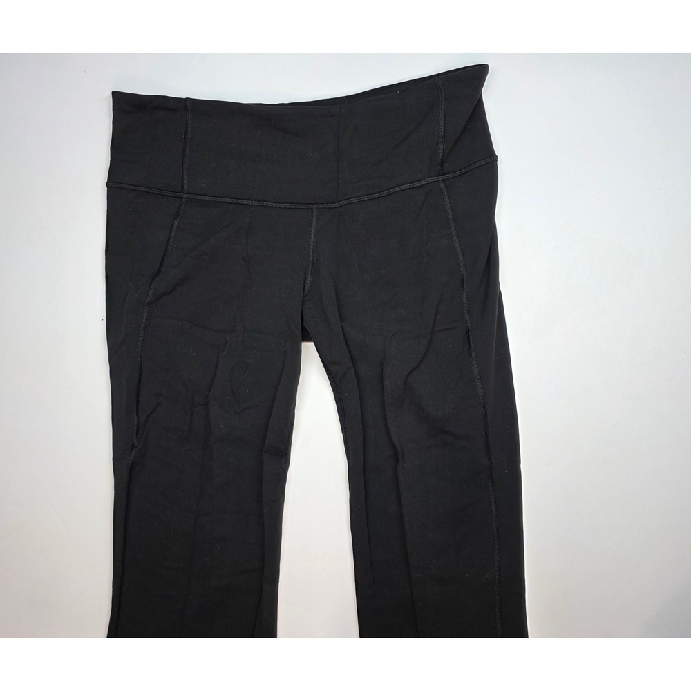 Lululemon Groove Crop Yoga Pants Black Split Hem Leggings Size 10
